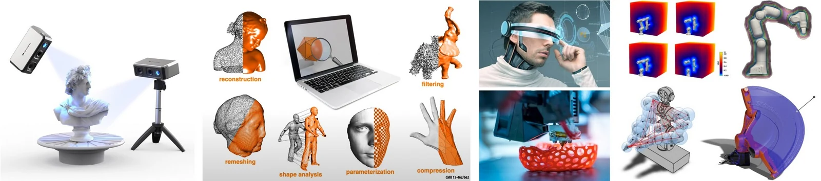 Examples of geometry acquisition, processing, and physical-world interaction